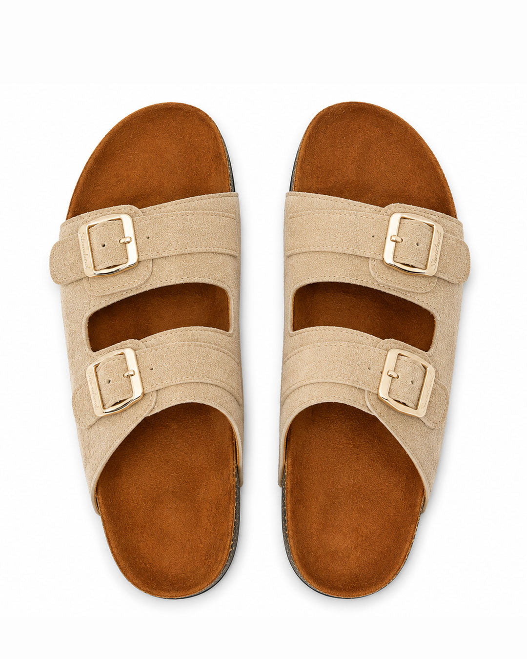 Men’s Daily Wear Double Buckle Slides – Beige