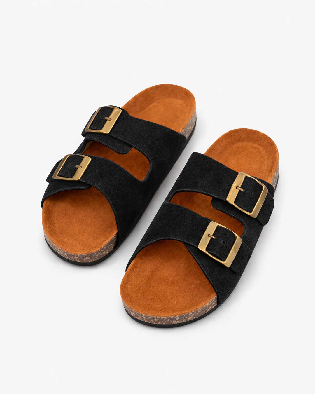 Women's Double Buckle Classic Slides - Black