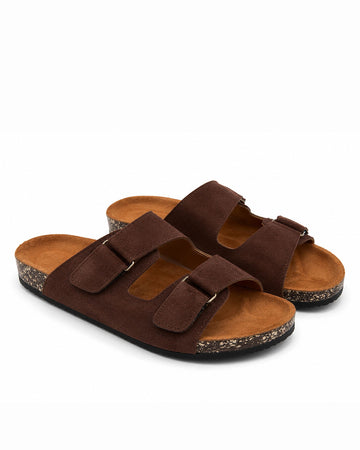 Men’s Adjustable Double Buckle Slides – Brown