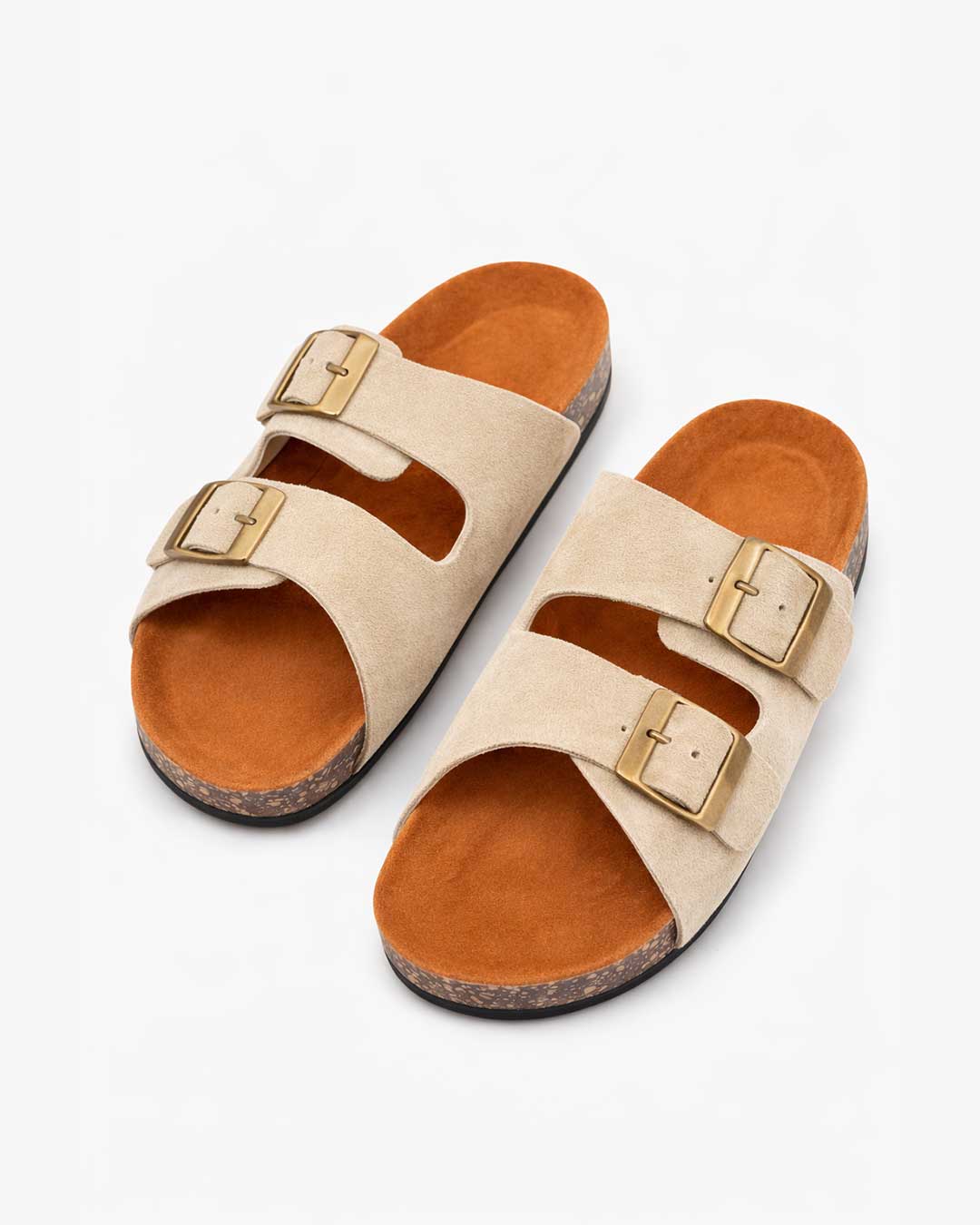 Women's Double Buckle Classic Slides - Beige