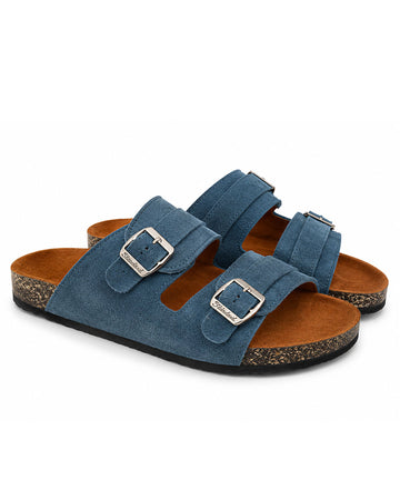 Men’s Daily Wear Double Buckle Slides – Indigo