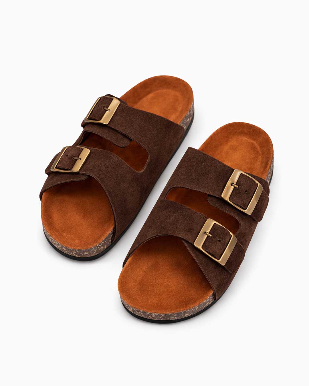 Women's Double Buckle Classic Slides - Brown