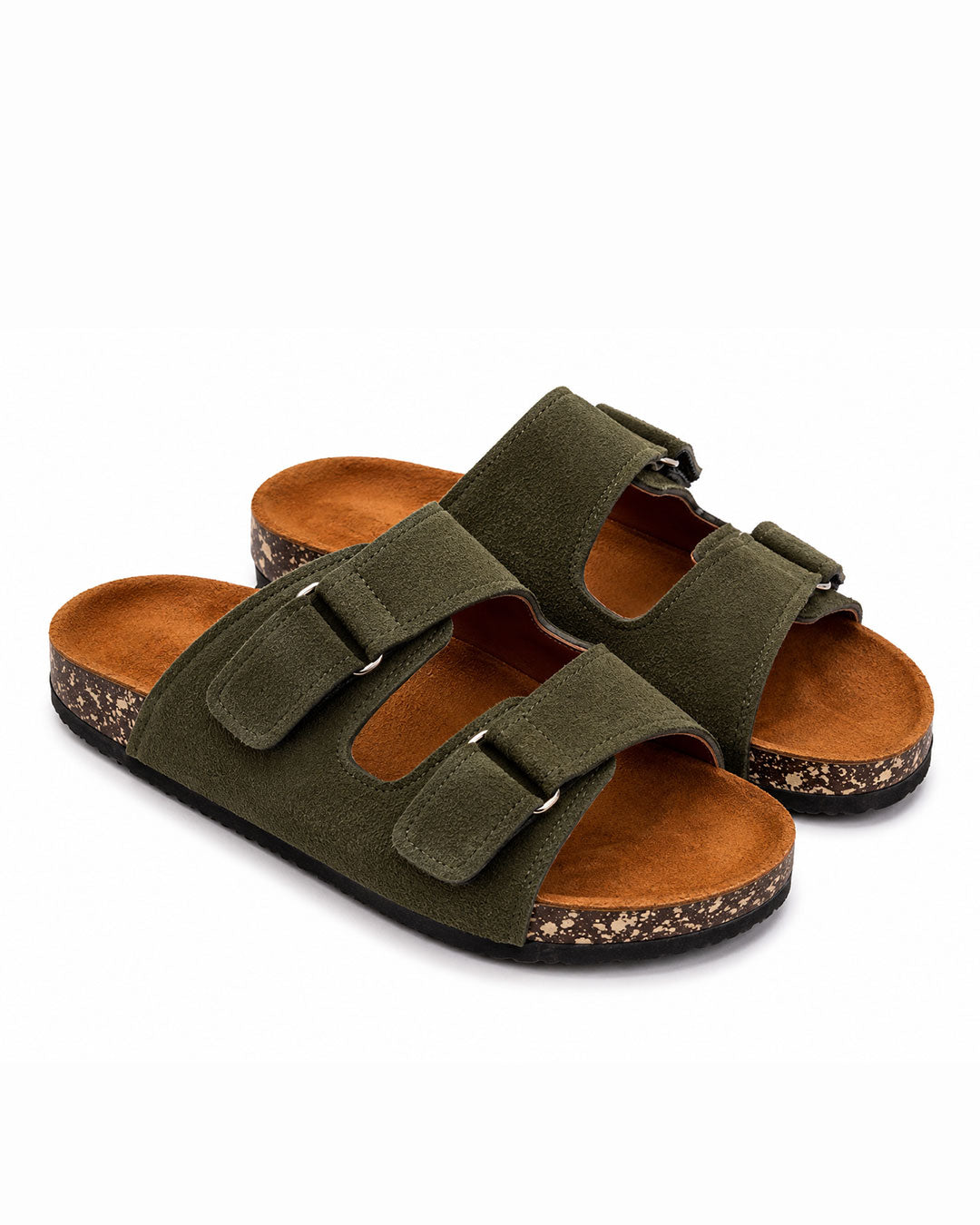 Men’s Adjustable Double Buckle Slides – Olive