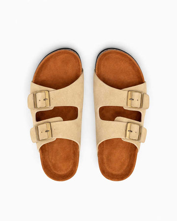 Women's Double Buckle Classic Slides - Beige