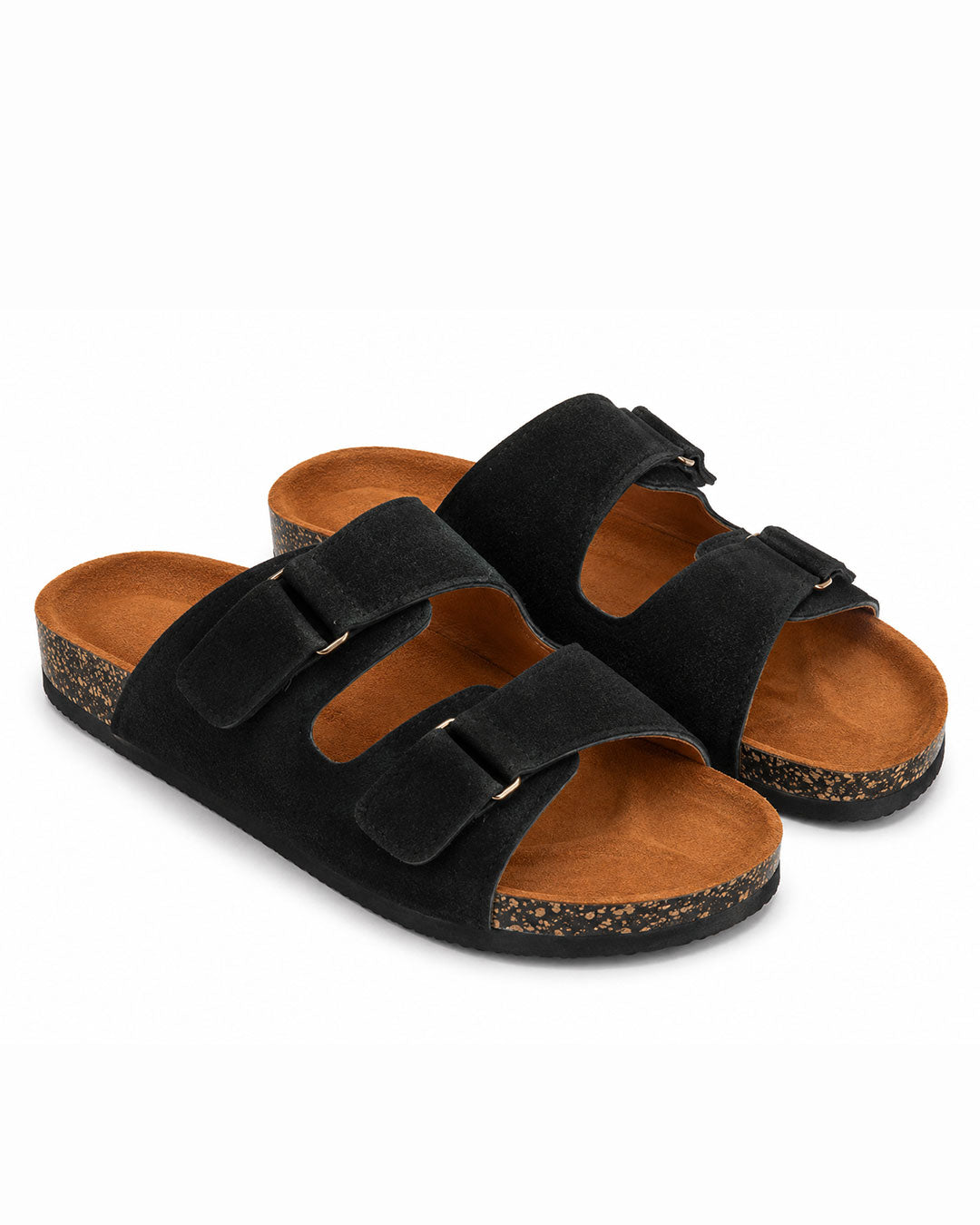 Men’s Adjustable Double Buckle Slides – Black